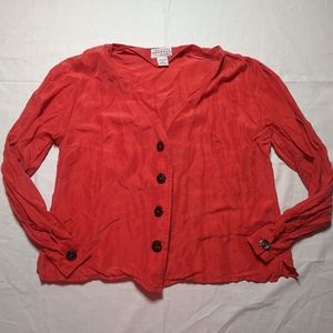 Compagnie Internationale Express Blouse Womens Small Red Shirt Button Up Top